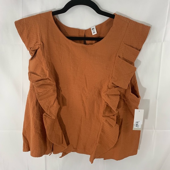 BP. Orange Seersucker Ruffle Top Size XL - Picture 3 of 5